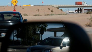 image of vehicle at border crossing in California